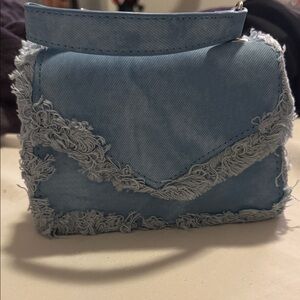 Mini Light Blue Denim Fringe Crossbody Bag
